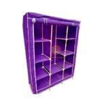 3 Column Wooden Frame Wardrobe /Closet - Purple
