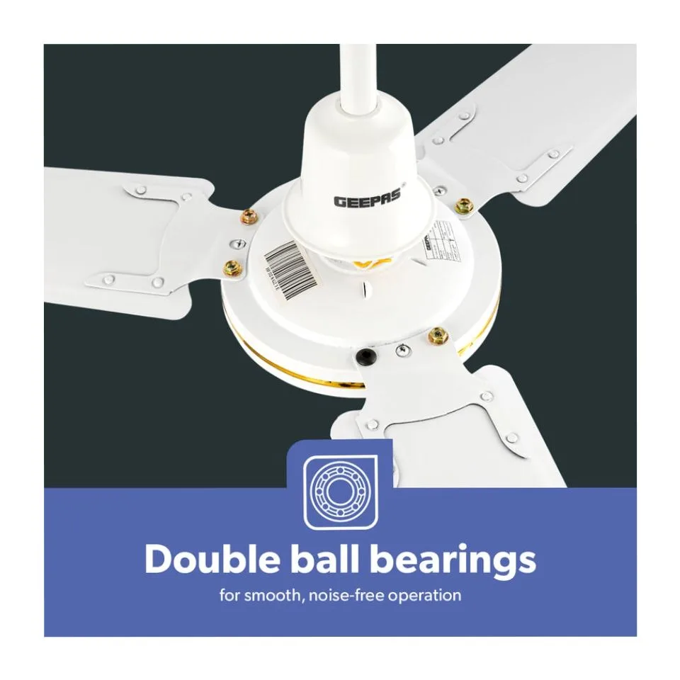 Geepas 56 Inch Ceiling Fan with Remote control – GF9428 | 75W | 5 Speeds | White