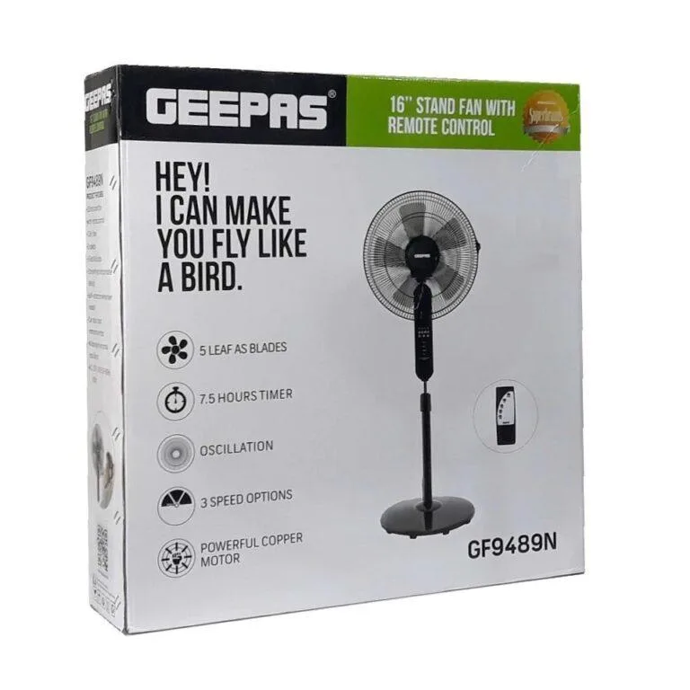 Geepas Stand Fan With Remote Control 16 inch GF9489N