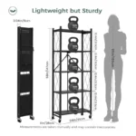 5-Tier Foldable Kitchen Storage Rack with Locking Wheels – Heavy-Duty Metal Mesh Shelving Unit