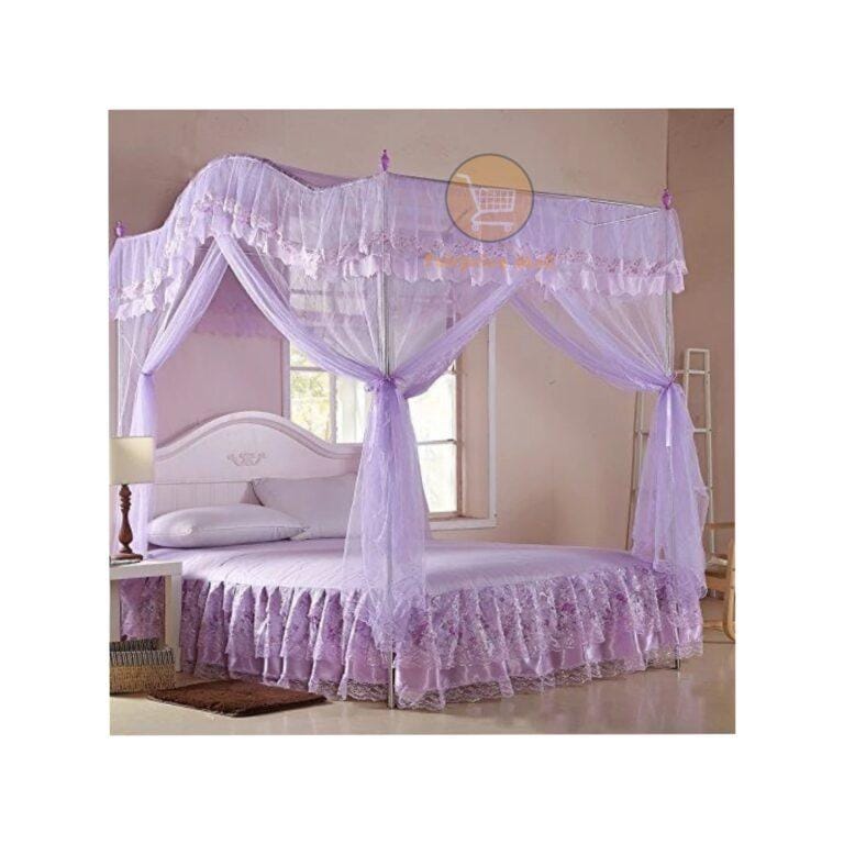 Luxurious Curved Mosquito Net With Poles  5x6 – Purple