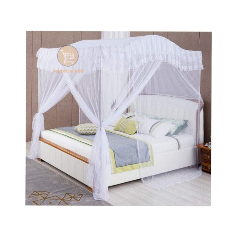 Luxurious Curved Mosquito Net With Poles – 5x6 White