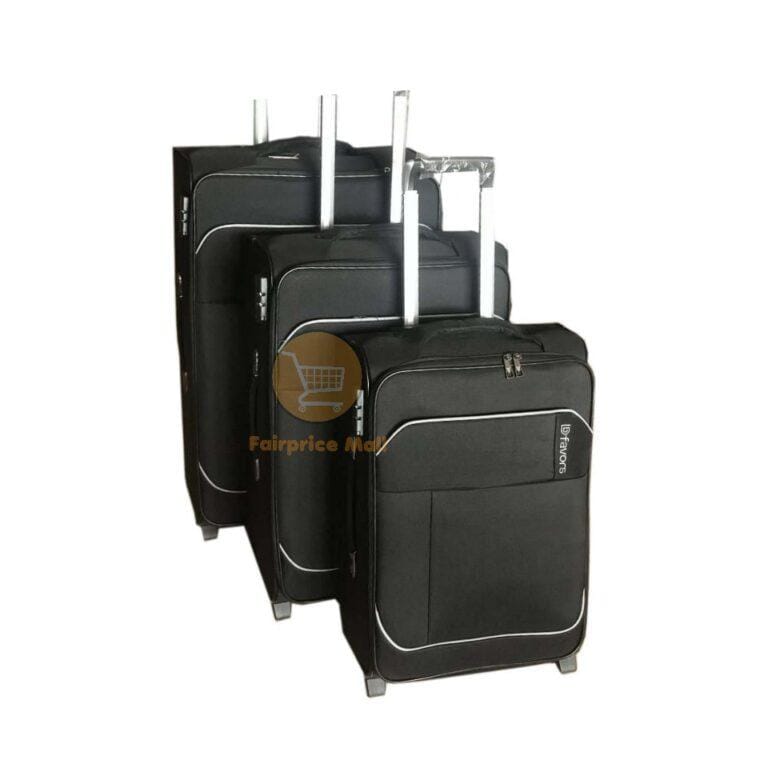 Full Set Of 3 Dfavors Cloth /Fabric Travel Suitcase - Black