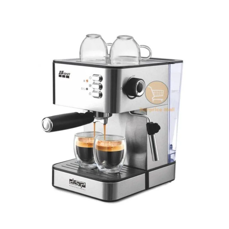 DSP KA3091 Espresso Coffee Machine – 850W, 15-Bar Italian Pump, 1.8L Water Tank, Milk Frother