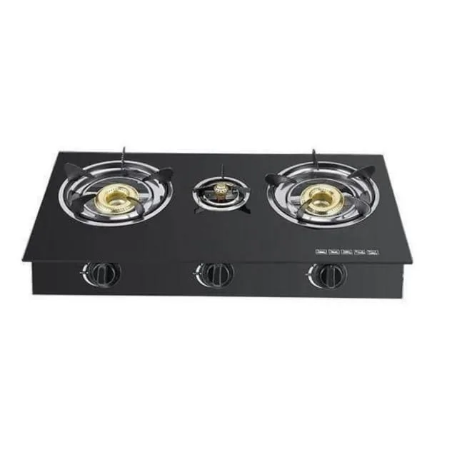 Digiwave 3 Gas Burners Glass Top Cooker - Black