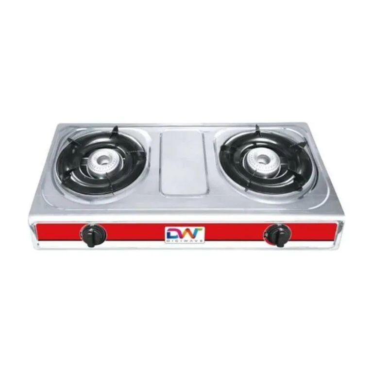 Digiwave Double Burner Gas Stove Stainless Steel – Silver