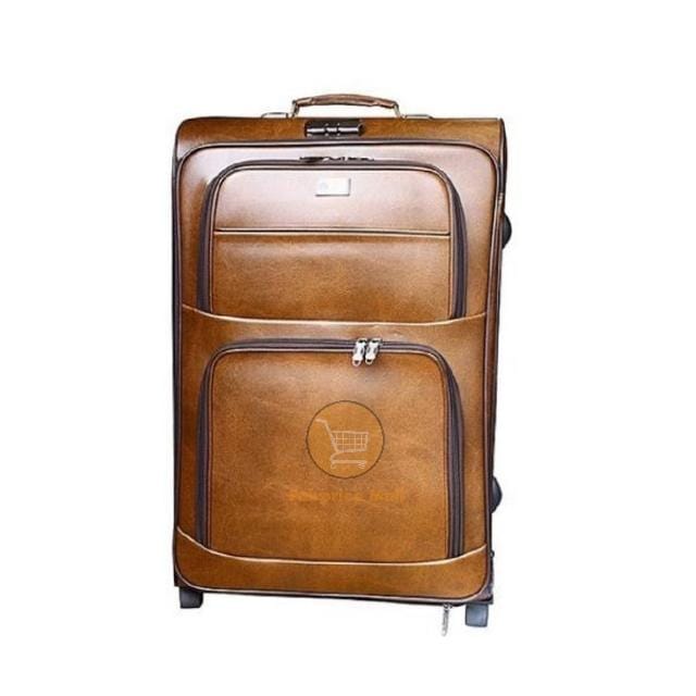 Small Size Leather Travel Suitcase Khaki