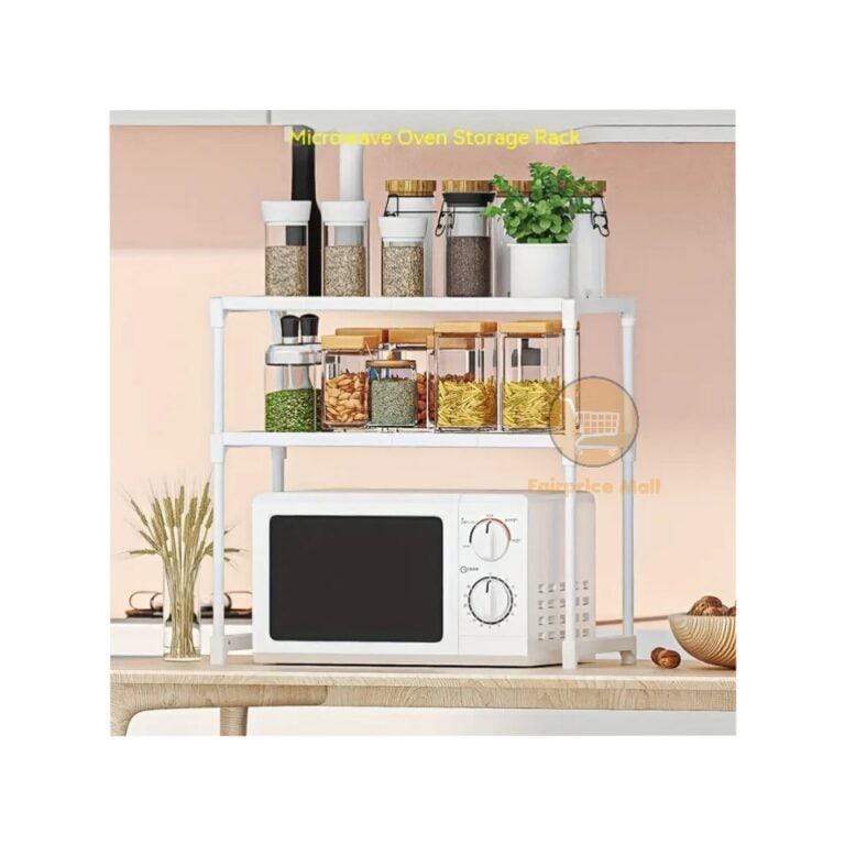 2 Tier Microwave Oven Storage Shelf-(5301)White/Black