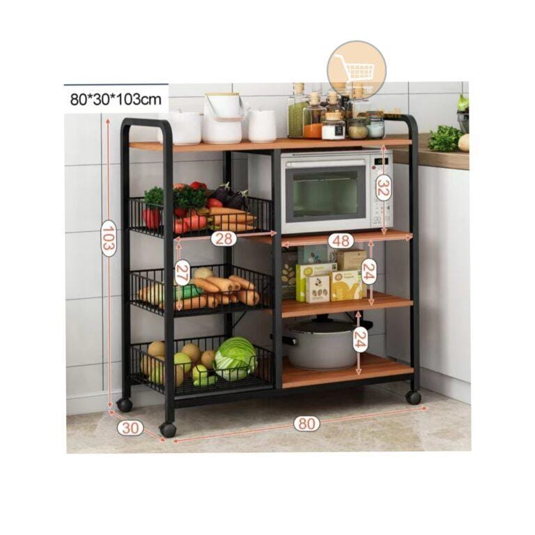 Multifunctional Mobile Kitchen Storage Rack , Microwave Oven Storage Rack