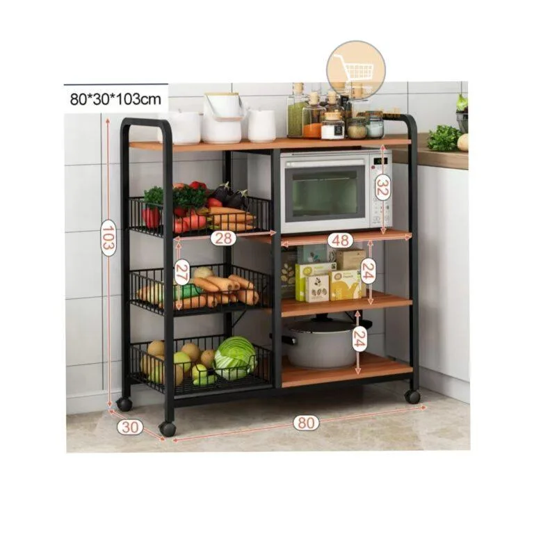 Multifunctional Mobile Kitchen Storage Rack , Microwave Oven Storage Rack
