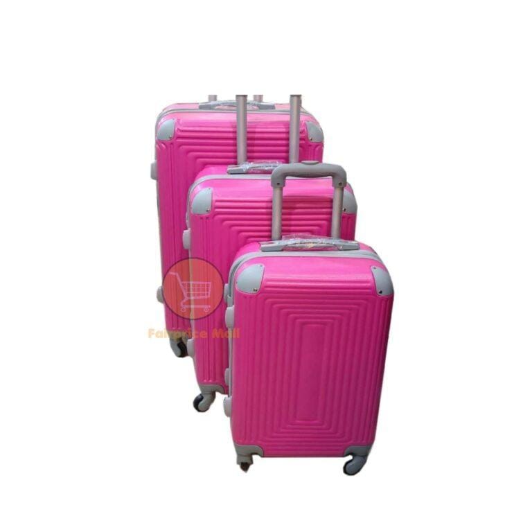 3pcs Full Set Plastic Travel Suitcases - Pink