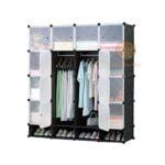 4 Column Plastic Wardrobe With Shoe Rack - Black/White