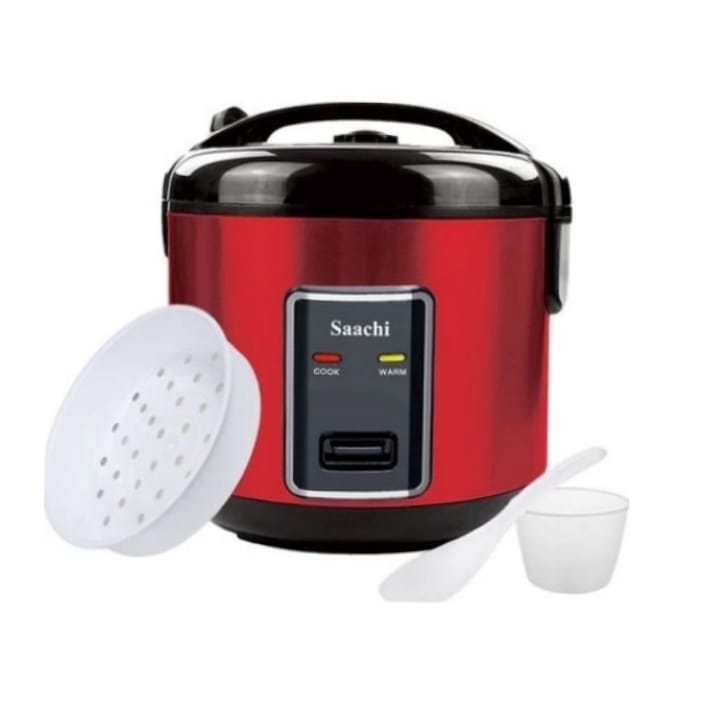 Saachi 1.8L Electric Rice Cooker With Steamer – Red