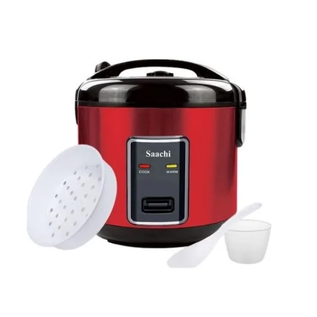 Saachi 2.8L Electric Rice Cooker with Steamer – Red