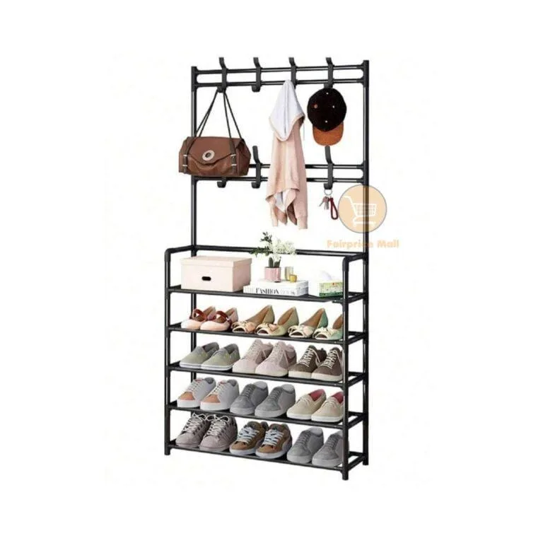 5 Tier Multifunctional Storage Shelf with 8 Hooks