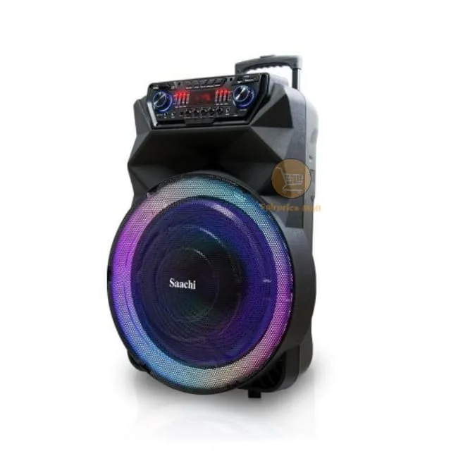 Saachi Professional Outdoor Trolly 18 Inch Speaker Bluetooth/TWS/FM/LED Bundle With Wireless Mic NL-SP-6335