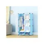 2 Column Plastic Wardrobe with Shoe Rack - Blue