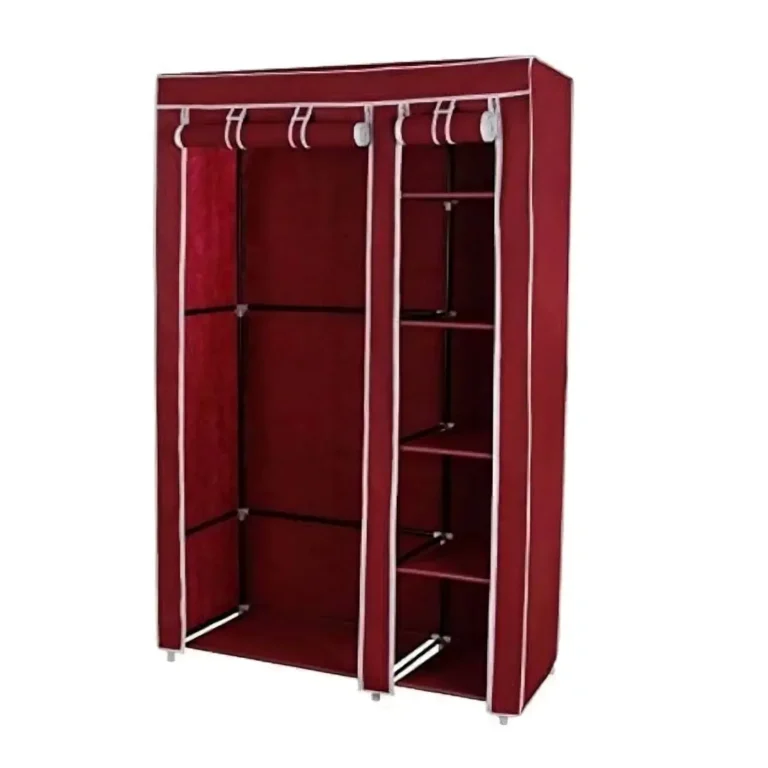 2 Column Wooden Frame Wardrobe / Closet - Maroon