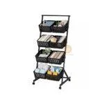 Kitchen Fruit Vegetable Storage Stackable Metal Wire Basket Stand 4 Tier Rolling Cart with 8 Detachable Cube Pantry Organizer Rack