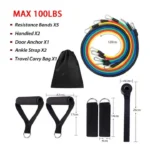11pcs Resistance Bands Exercise Fitness Gym Belts
