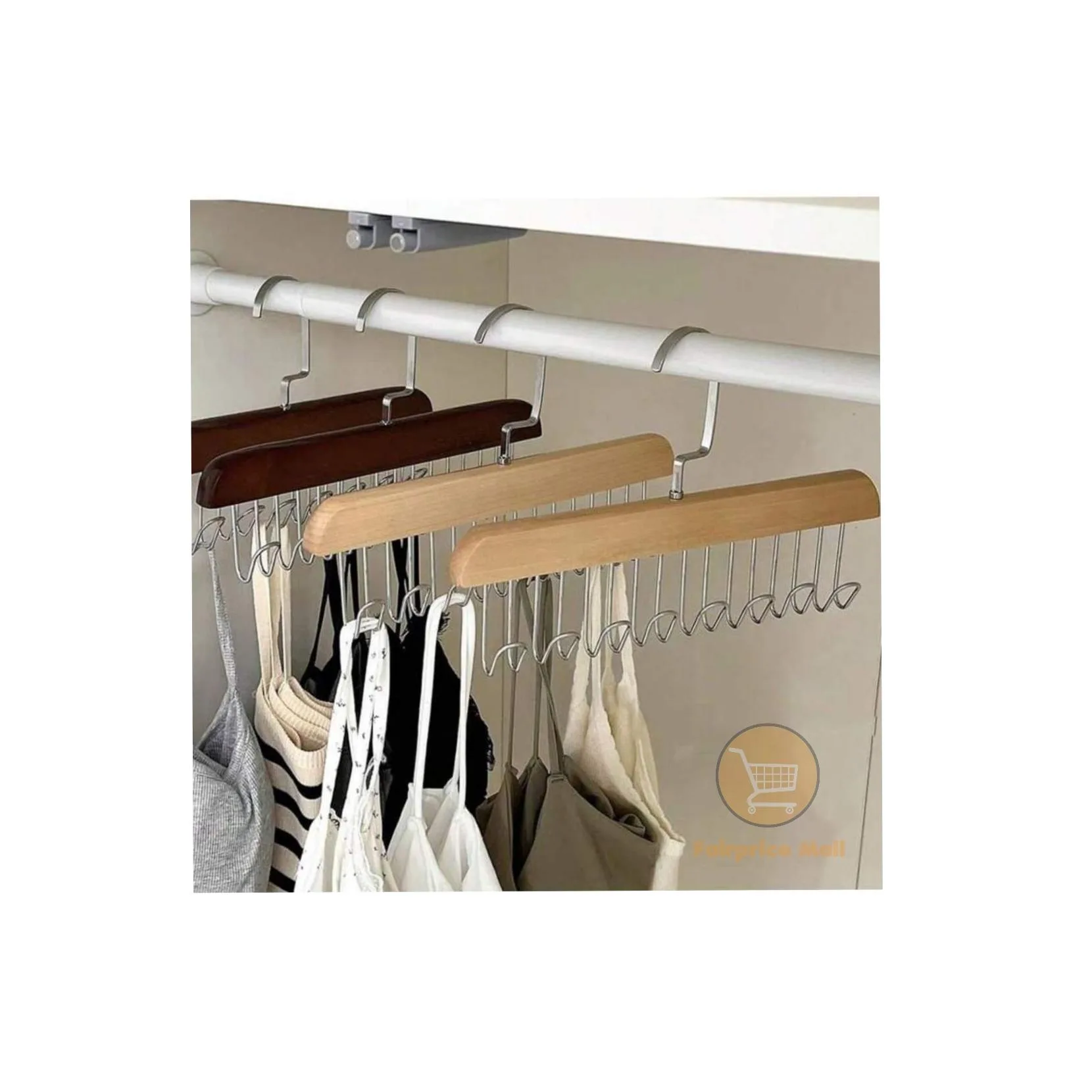 1pc Wooden Hanger With Hooks