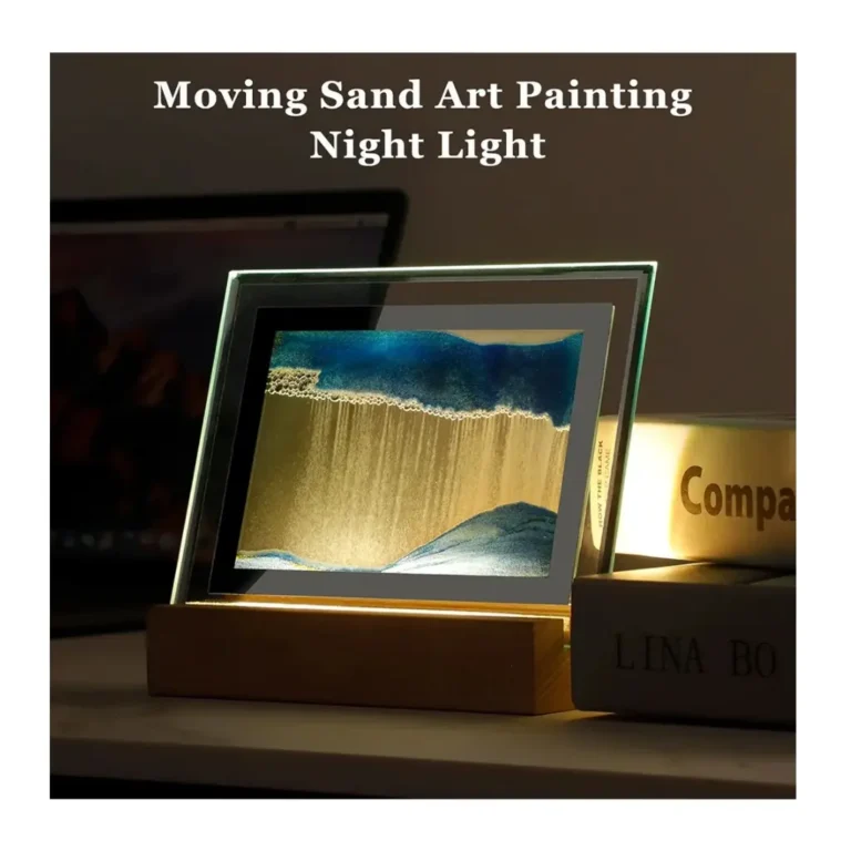 Creative Moving Sand Art Liquid Hourglass Quicksand Painting Home Decor Hourglass Table Lamp