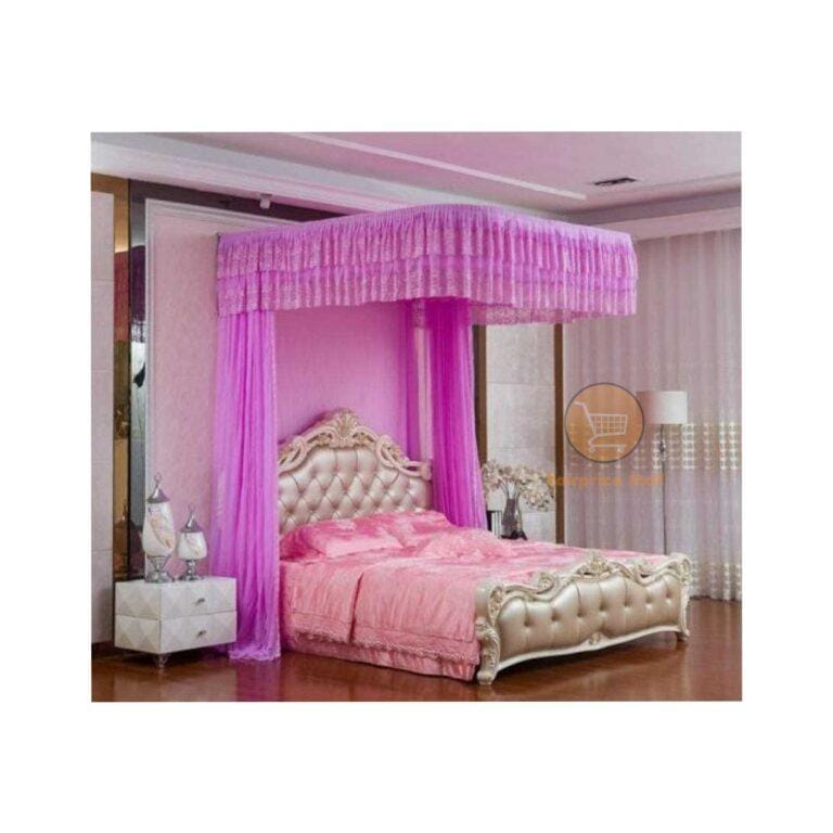 Wall Mounted Metallic Frame Mosquito Net 6x6 – Pink