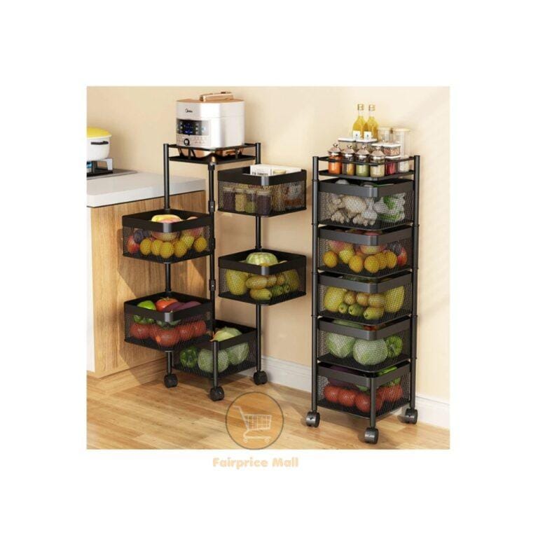 5 Tier Kitchen, Bedroom, Bathroom Storage Rack Basket Trolley Organizer  Black