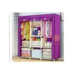 3 Column Metallic Frame Portable Wardrobe /Closet - Purple