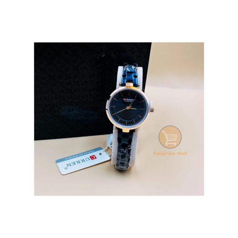 Curren Stainless Steel Waterproof Watch For Women  Black