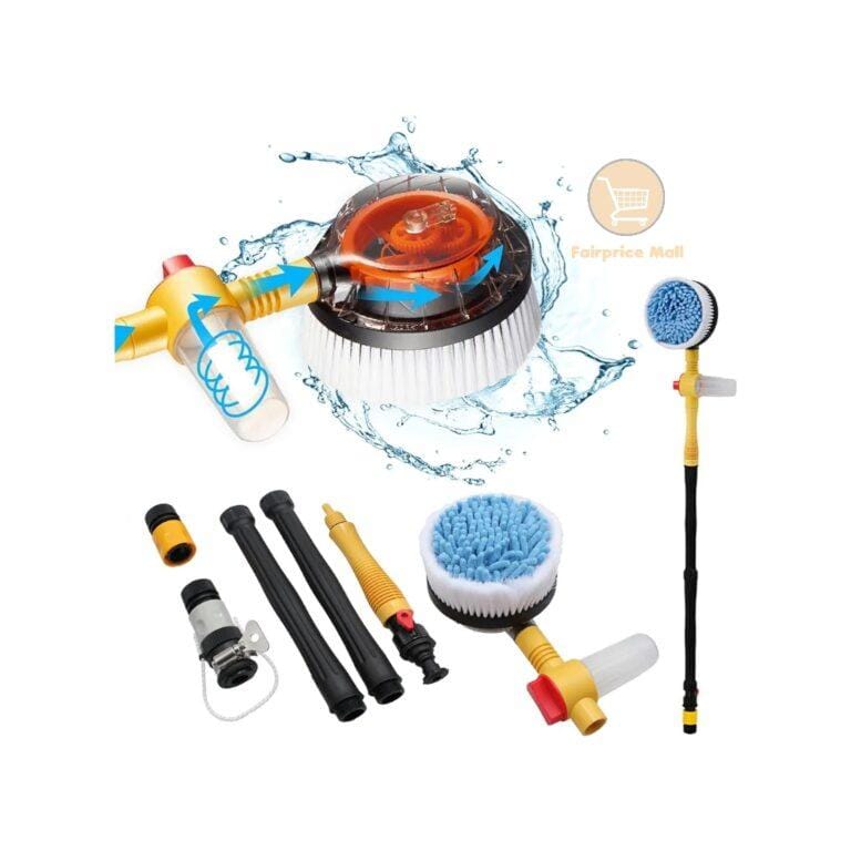 Rotating Car Wash Brush with Soap Dispenser & Hose Attachment