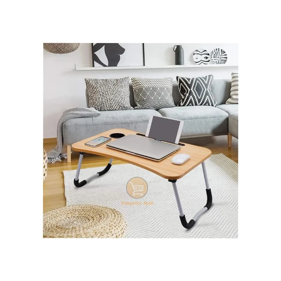 Computer Laptop Desk, Foldable Multi-Function Bed Desk, Laptop Table - Brown