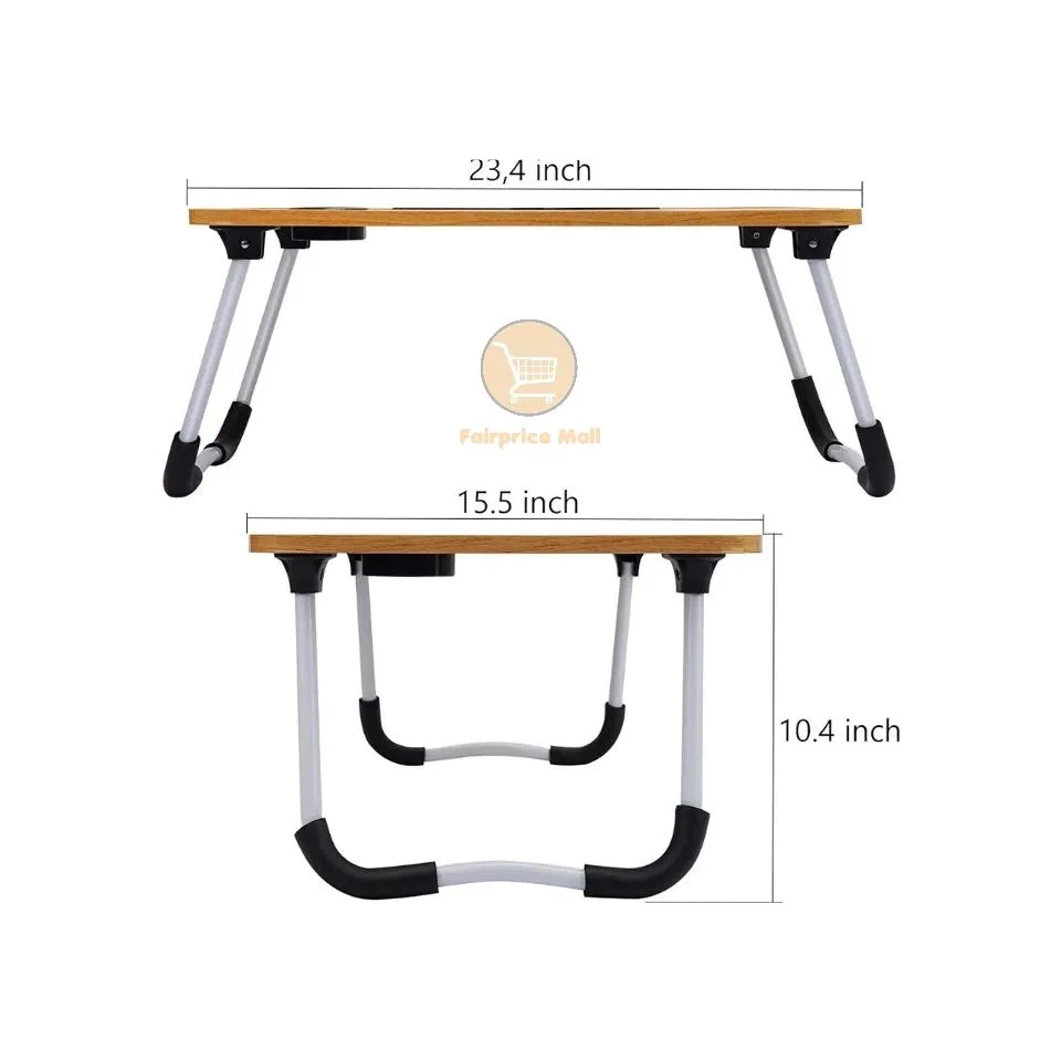 Computer Laptop Desk, Foldable Multi-Function Bed Desk, Laptop Table - Brown