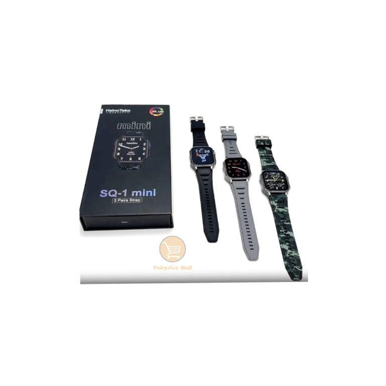 Haino Teko Germany SQ1 Mini Smart Watch With Full Screen AMOLED Display 3 Pair Straps and Wireless Charger