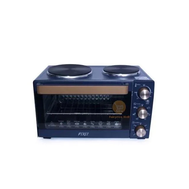 Pixel 26L Mini Oven With Two Hot Plates – Navy Blue