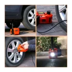 4-in-1 3 Ton Electric Hydraulic Car Jack Kit 12V – Electric Impact Wrench, Air Compressor & LED Emergency Tool Set (155mm–450mm)