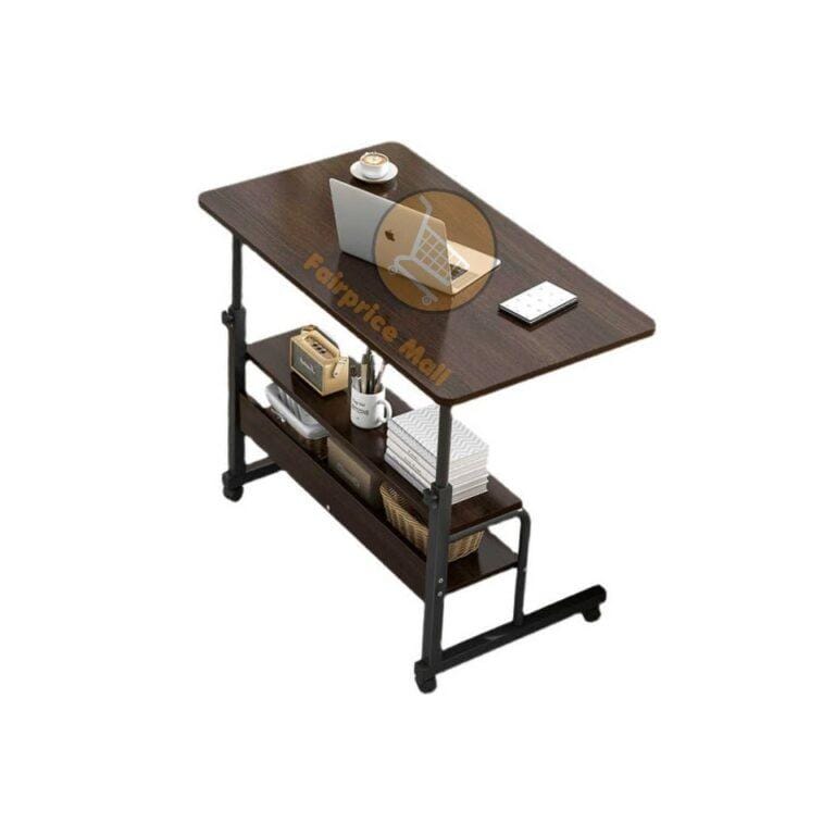 Adjustable & Rollable Laptop Table with shelves, Lap Desk