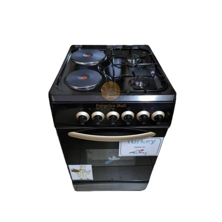 Besto Cooker 2 Electric & 2 Gas Burners ( 50 by 60cm ) – Black