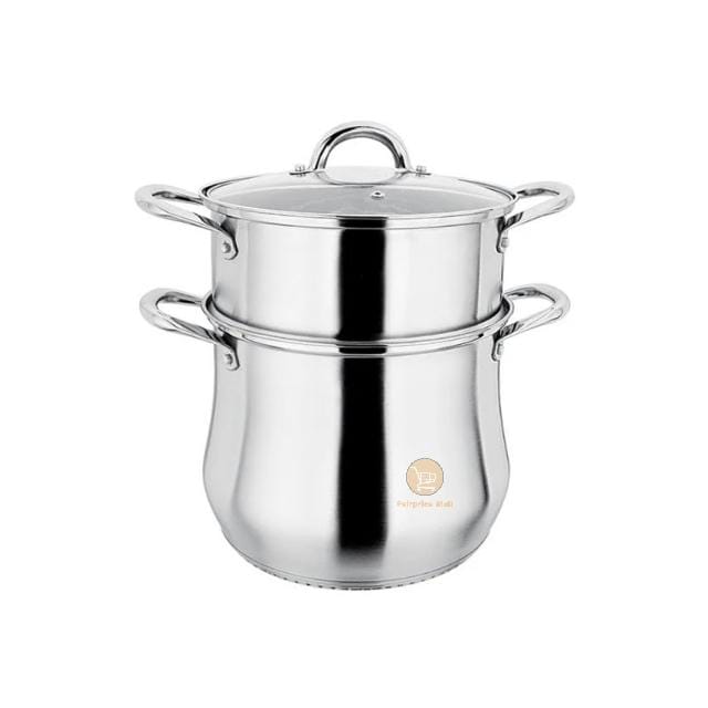 Hcx 10L 2 Layer Stainless Steel Saucepan And Steamer Soup Pot, 24cm – Silver
