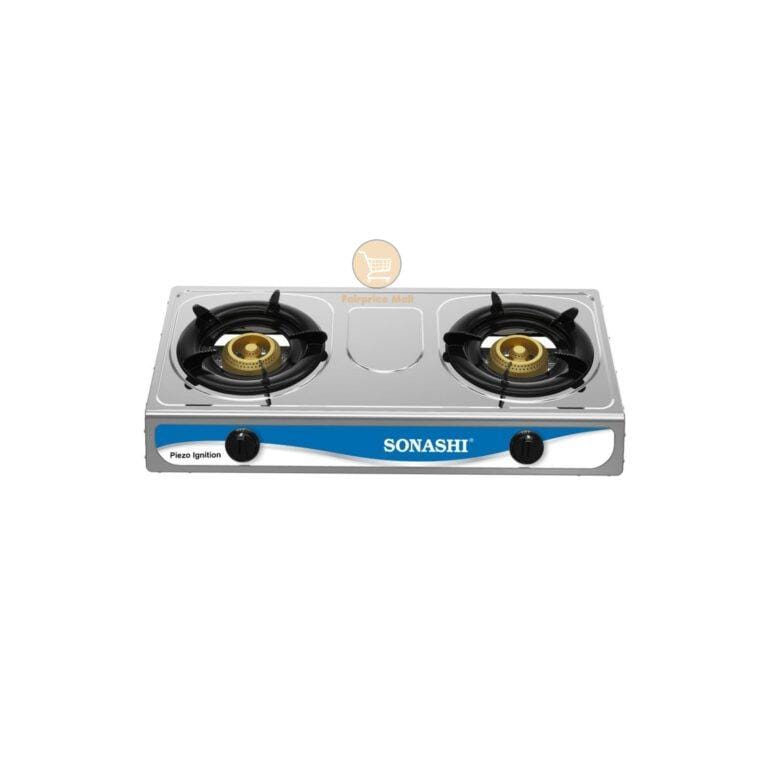 Sonashi Double Burner Gas Stove - Stainless Steel