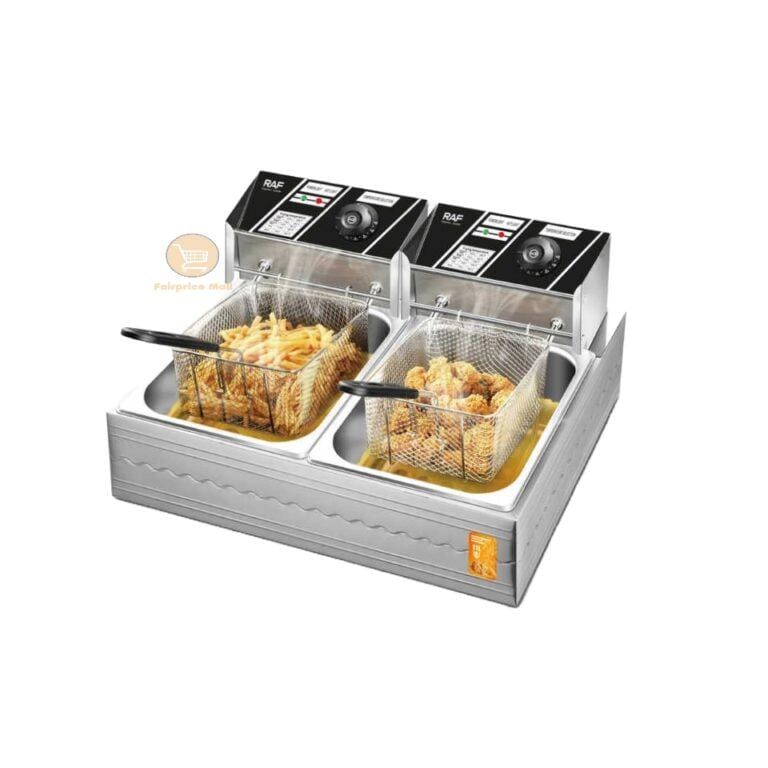 RAF Stainless Steel Dual Electric Deep Fryer 5. 5L + 5.5L(11L) | 5000W  -  R.5221