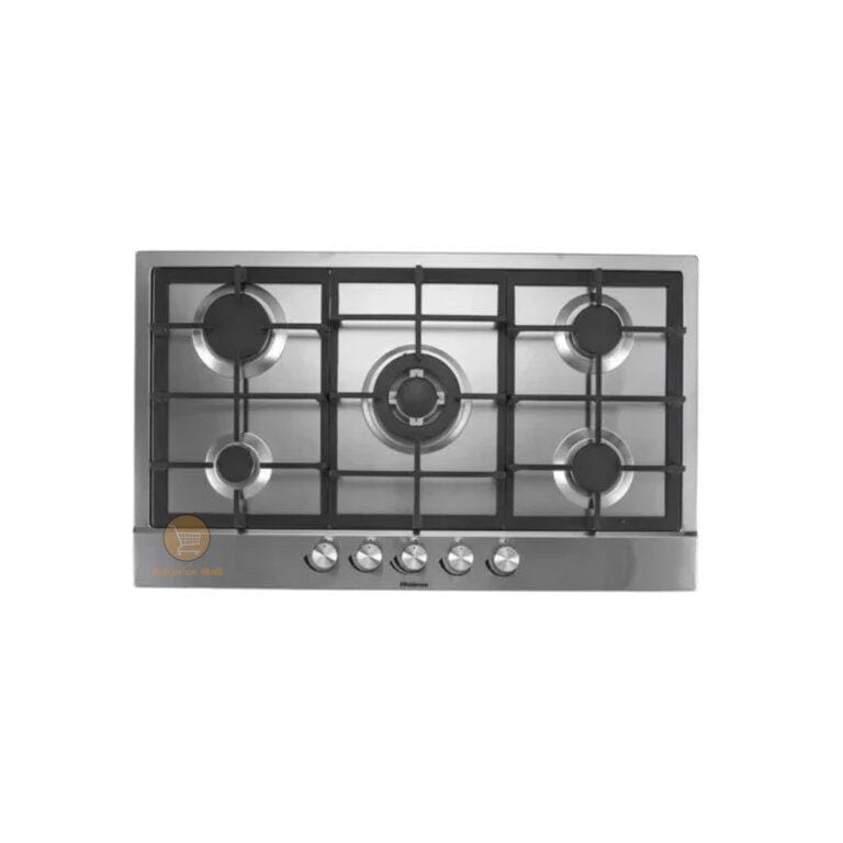 Hisense 90x60cm Built-In Gas Hob HHU90GASS, 5 Gas Burners, Cast Iron Pan Supports – Silver
