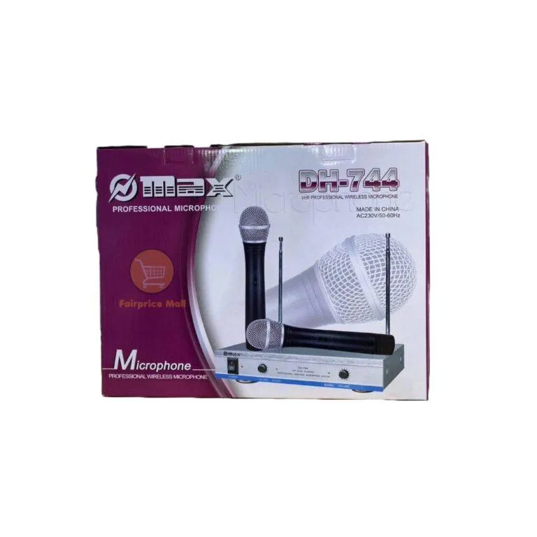 Max DH-744 Professional Wireless Microphone Dual Channel Transmitter System