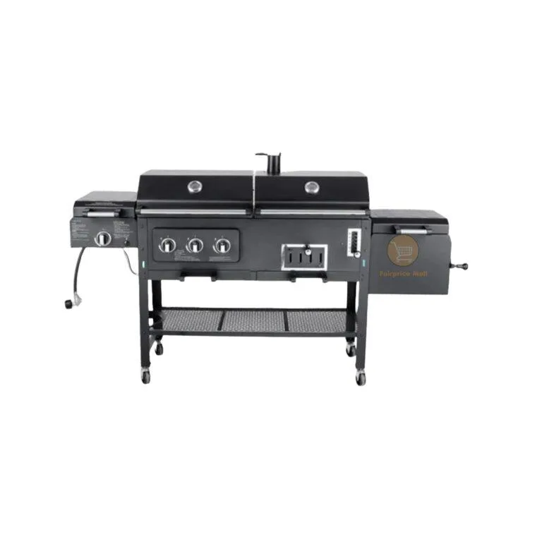 4 in 1 Outdoor Large Gas And Charcoal Grill Combo Smokeless Barbecue Bbq Commercial Grill Trolley With Smoker Oven