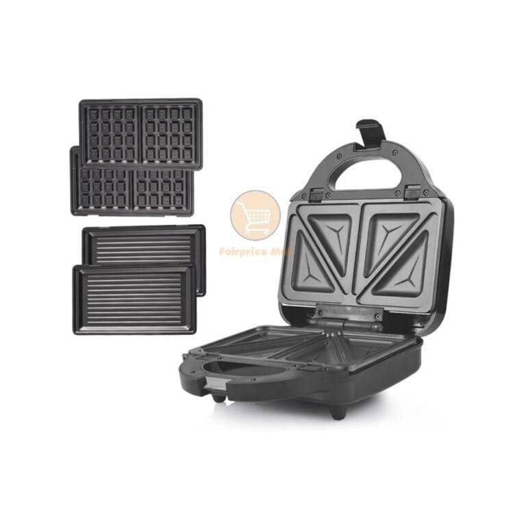 DSP 3 In 1 Multifunctional Sandwich Maker, 750 Watt, Black and Silver - KC1209