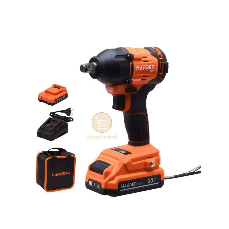 Harden 20V Brushless Cordless Impact Wrench 300Nm 1/2" Drive with 2pcs battery & 1pc Charger 756424