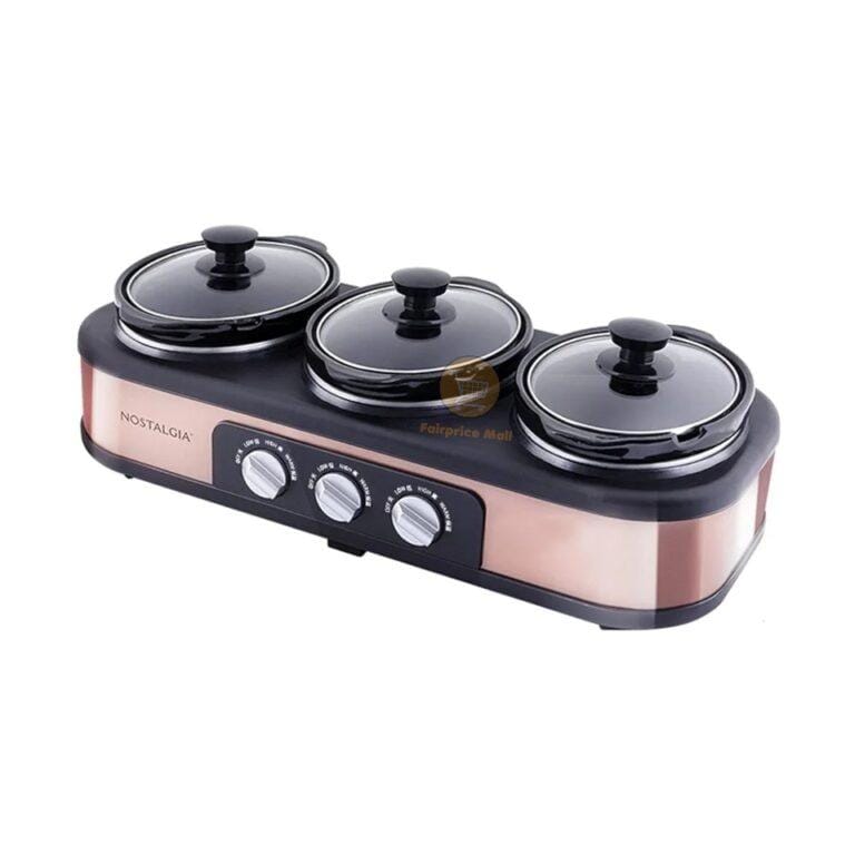 Nostalgia 3 Station Electric Slow Cooker, Hot Plate, Buffet Pots & Food Warmers