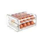 32 Eggs Tray Storage Box Double-deck Refrigerator Drawer, White