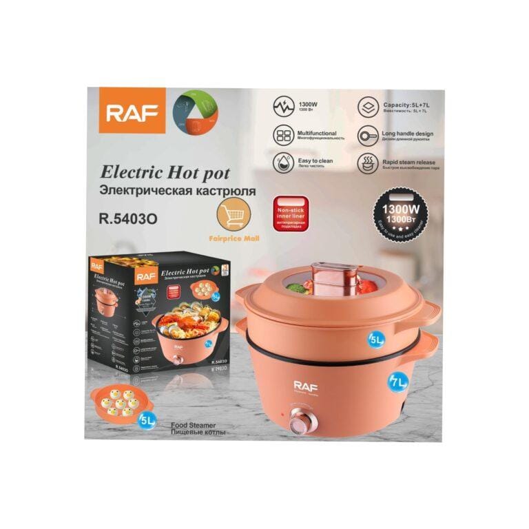 Raf Electric Hot Pot With Steamer 7L + 5L  R.5403