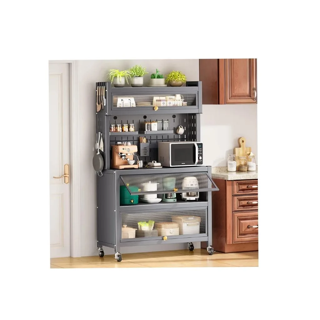 5 Tier Kitchen Storage Rack Organizer / Multi-Function Flip Door Storage Cabinet